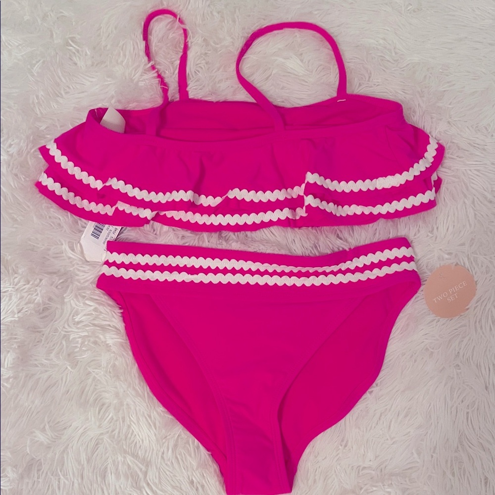 Gianni Bini Pink Ruffle Bikini Set Size 10 NWT